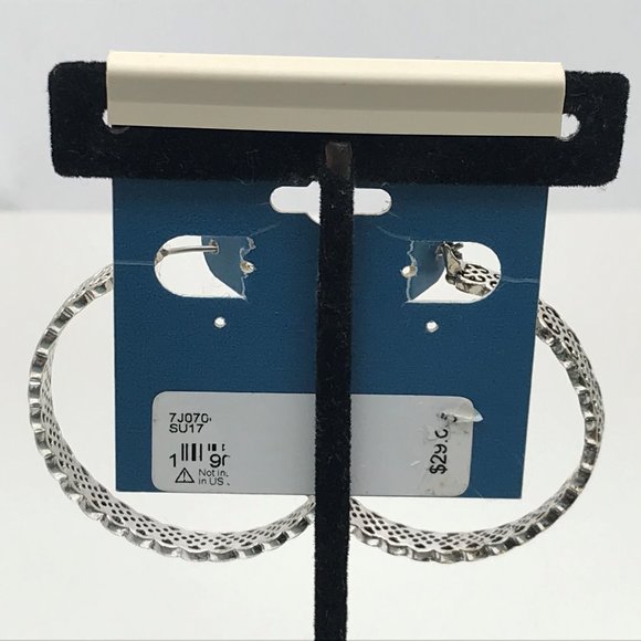 Lucky Brand Women Earrings Silver plated Hoops Ope - Picture 6 of 12